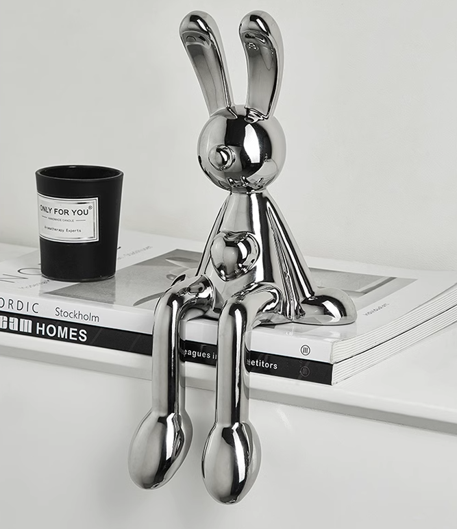 Electroplated Rabbit Figurine for Home Decor (Single)