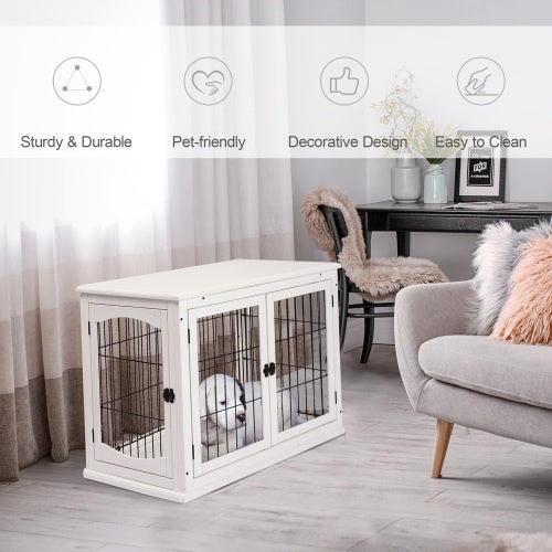 Small Kennel End Table With Two Open Sides And Lockable Door